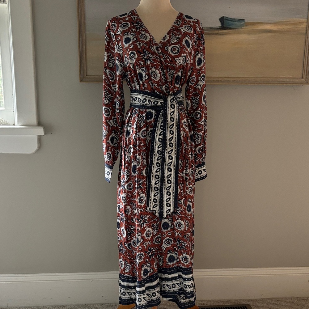 Cleobella Rylee Duster/Dress Rust and Sienna Patterned Maxi Dress with Belt.